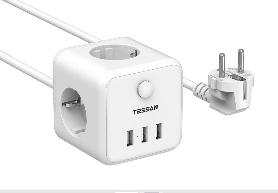 

Сетевой фильтр Tessan TS-301, 3-розетки, 3xUSB, 1.5 м, белый (6972542230846), TS-301