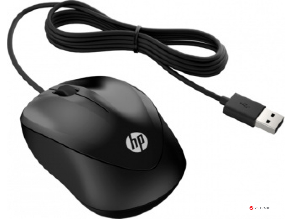 Мышь проводная HP 125, оптическая светодиодная, USB, черный (265A9A6)