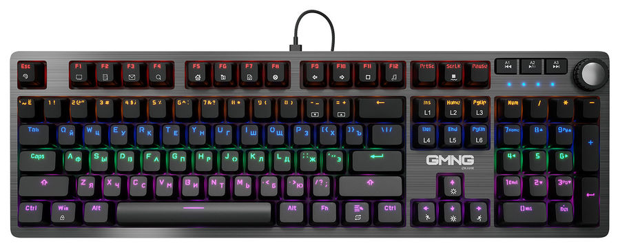 

Клавиатура проводная GMNG 925GK, механическая, подсветка, USB, черный (1680663), 925GK