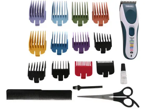 

Машинка для стрижки Wahl Cordless ColorPro, насадок 10, длина шнура 2.4 м, белый/синий (9649-016), Cordless ColorPro