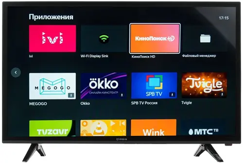 Телевизор 32" IRBIS 32H1YDX114FBS2, 1366x768, HDMIx2, USBx2, WiFi, Smart TV, черный (32H1YDX114FBS2)
