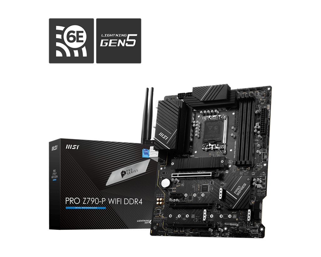 

Материнская плата MSI PRO Z790-P WIFI DDR4, Socket1700, Intel Z790, 4xDDR4, 3PCI-Ex16, 6SATA3, 7.1-ch, 2.5GLAN, 9 USB 3.2, 2 USB Type-C, HDMI, DP, ATX, Retail, PRO Z790-P WIFI DDR4