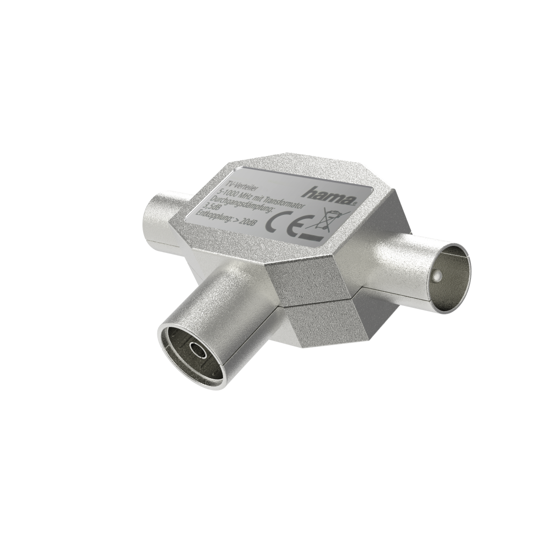 

Переходник (адаптер) TV(F)-2xTV(M), серебристый Hama H-205236 (00205236), H-205236