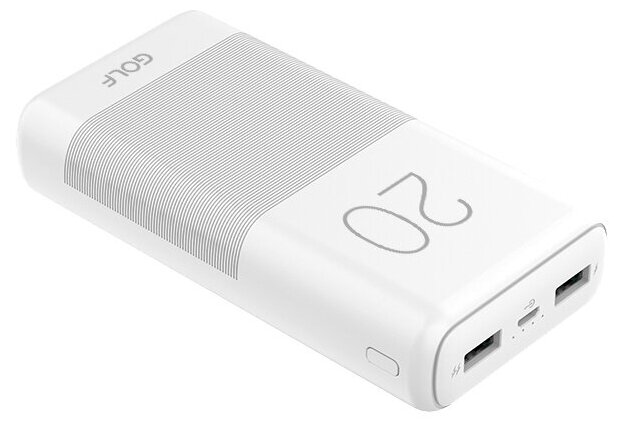 

Портативный аккумулятор (Powerbank) Golf G81, 20000mAh, 2xUSB, 2.1A, черный (G81 _White), G81