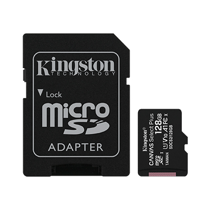 Карта памяти 128Gb microSDXC Kingston Canvas Select Plus Class 10 UHS-I V10 A1 + адаптер (SDCS2/128GB)