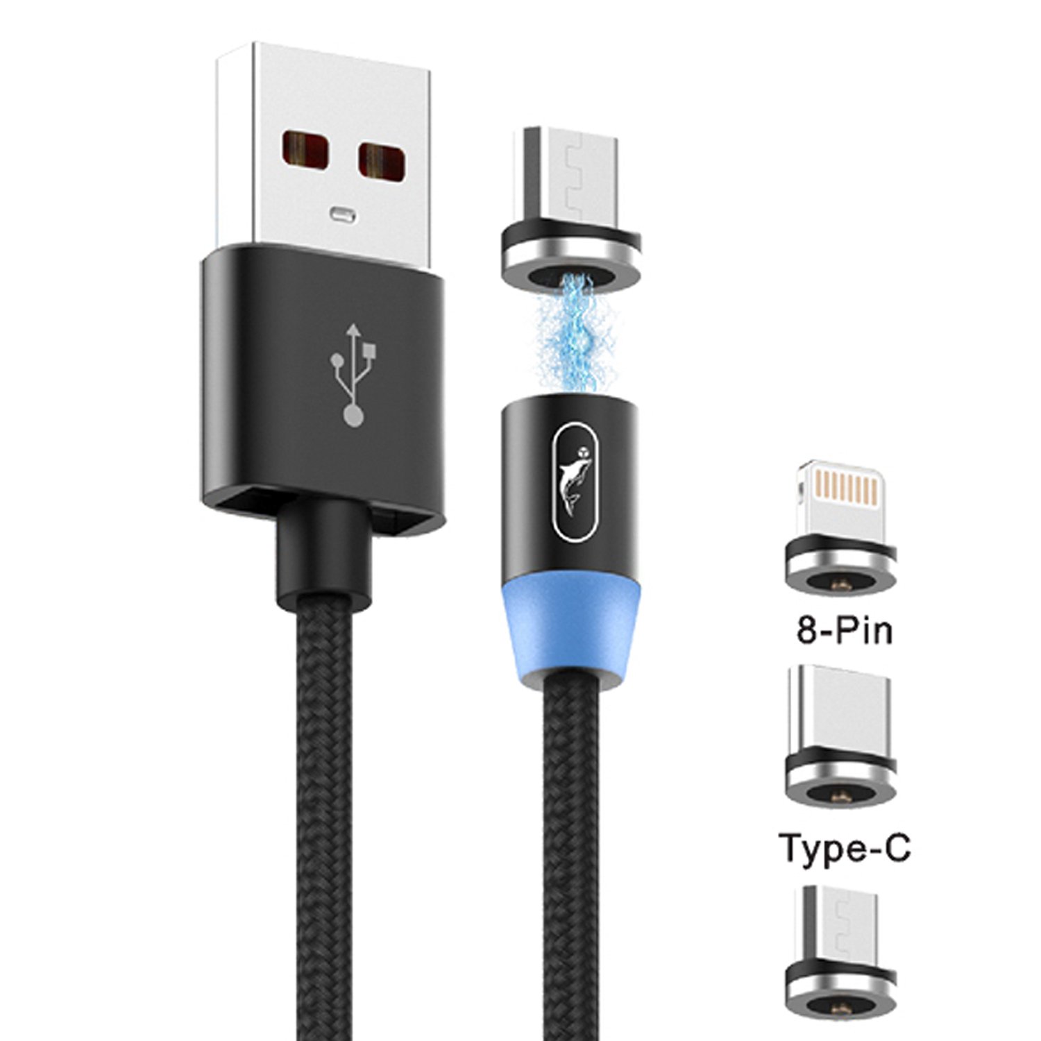 Кабель USB-Micro USB+USB Type-C+Lightning 8-pin, 1 м, черный SKYDOLPHIN S59KIT
