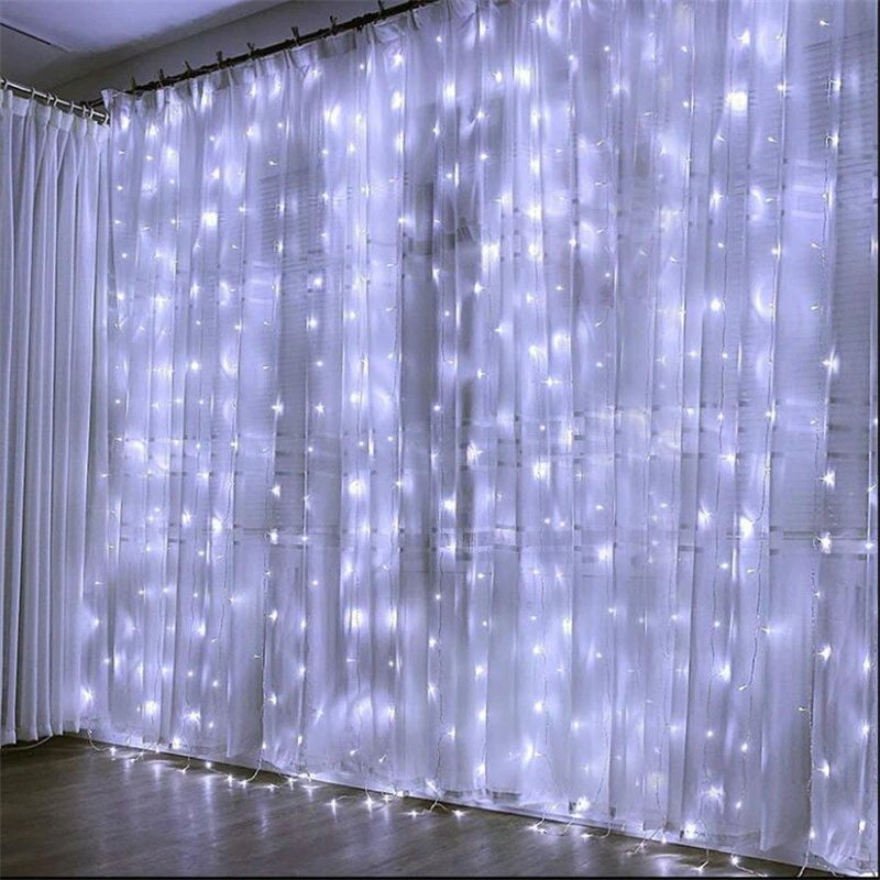 Гирлянда Kurato ШТОРА 300 светодиодная занавес, 3 м x 3 м, от сети, белый (132744)