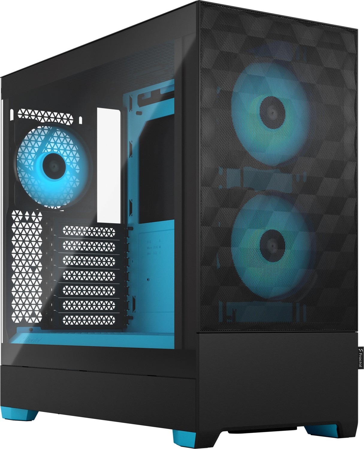 Корпус Fractal Design Pop Air RGB Cyan, ATX, Midi-Tower, 2xUSB 3.0, RGB подсветка, черный/голубой, без БП (FD-C-POR1A-02)