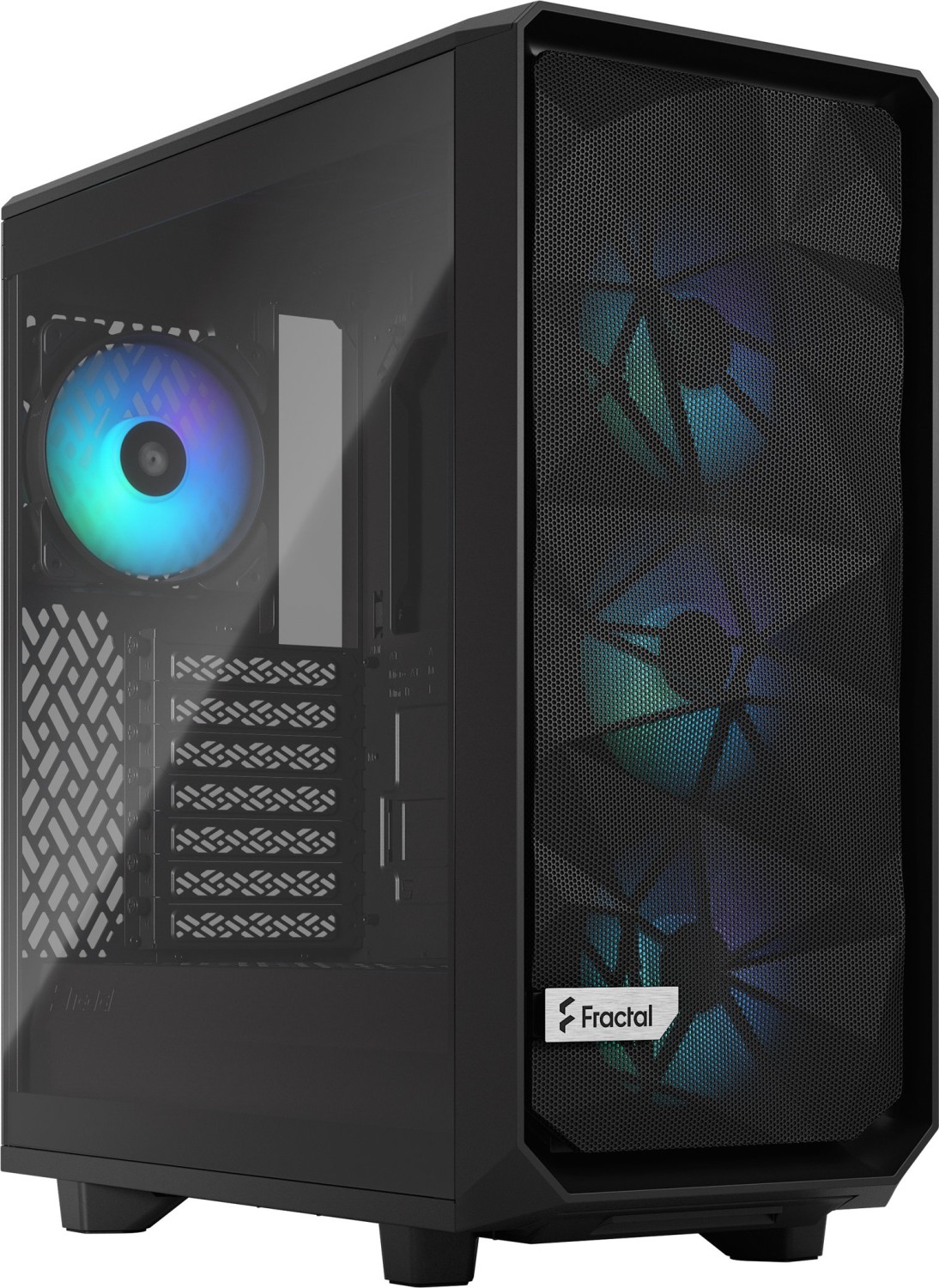 Корпус Fractal Design Meshify 2 Compact RGB, ATX, Midi-Tower, 2xUSB 3.2, USB Type-C, RGB подсветка, черный, без БП (FD-C-MES2C-06)