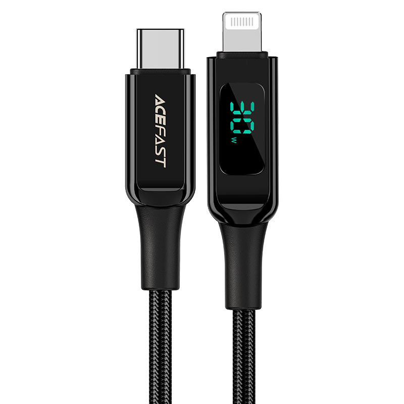 

Кабель USB Type-C-Lightning 8-pin, MFi, быстрая зарядка, 3A 1.2м, черный ACEFAST C6-01 (AF-C6-01-BK), C6-01