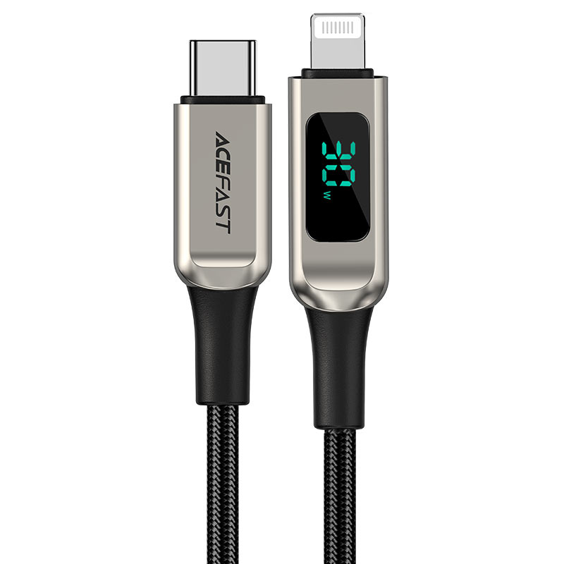 

Кабель USB 3.0 Type-C(m)-Lightning 8-pin(m), MFi, быстрая зарядка, 3A 1.2м, серебристый ACEFAST C6-01 (AF-C6-01-SR), C6-01