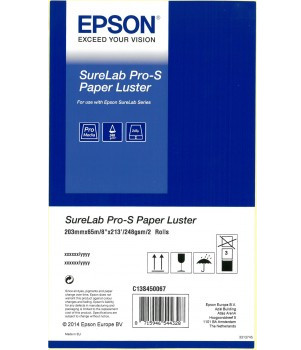 

Бумага рулон 20.3см x 65м, 248г/м², полуглянцевая, 2 рулона, Epson SureLab Pro-S Paper Luster C13S450067BP (C13S450067BP), C13S450067BP