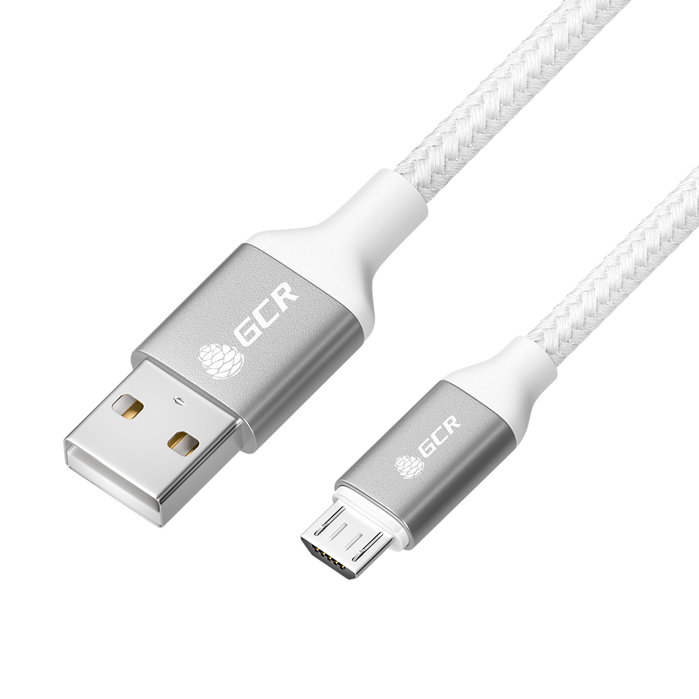 

Кабель USB-Micro USB, быстрая зарядка, 3A 1.5м, белый/серебристый Greenconnect (GCR-52469)