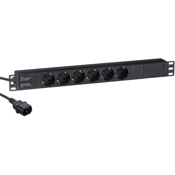 

Блок розеток (PDU) ExeGate ServerPro PDU-19H604 Al-6S-C14-2.5CU, 1U, кол-во розеток:6 (6xЕвро), 10А, черный, кабель питания 2.5 м (EX280829RUS), ServerPro PDU-19H604 Al-6S-C14-2.5CU