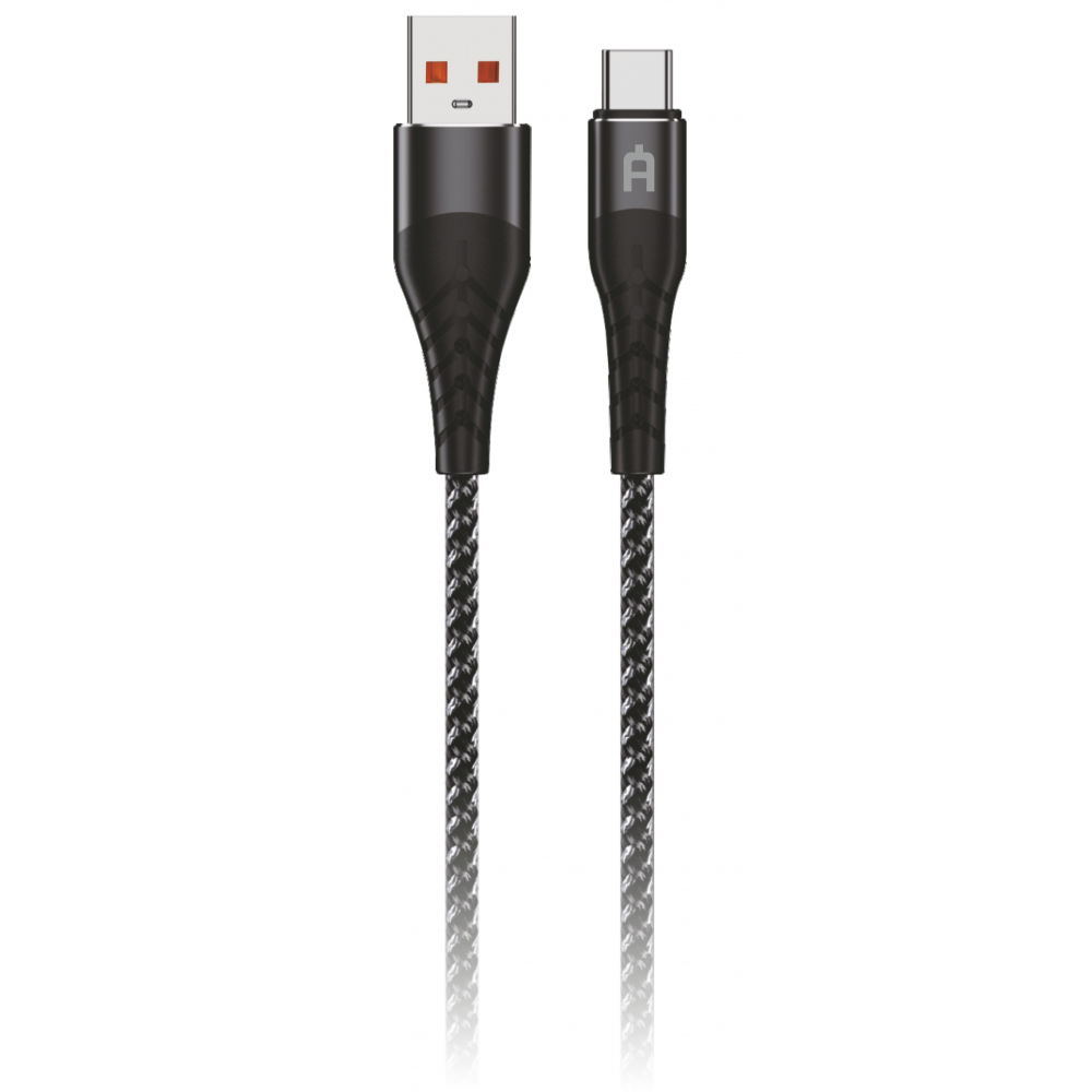 Кабель USB 2.0(Am)-USB 2.0 Type-C(m), быстрая зарядка, 3A 1м, темно-серый Alteracs FT01-AC (FT01-AC Dark Grey)