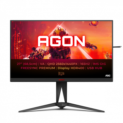 

Монитор 27" AOC AGON AG275QXN VA, 2560x1440 (16:9), 400кд/м2, 165Hz, 1мс, 178°/178°, Adaptive Sync, HDMI, 2, USB-Hub, черный (AG275QXN), AG275QXN