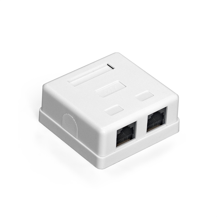 Розетка RJ-45+RJ-45 открытый монтаж категория 5e, белый, Exegate SM2-RJ45-C5 (EX292843RUS)