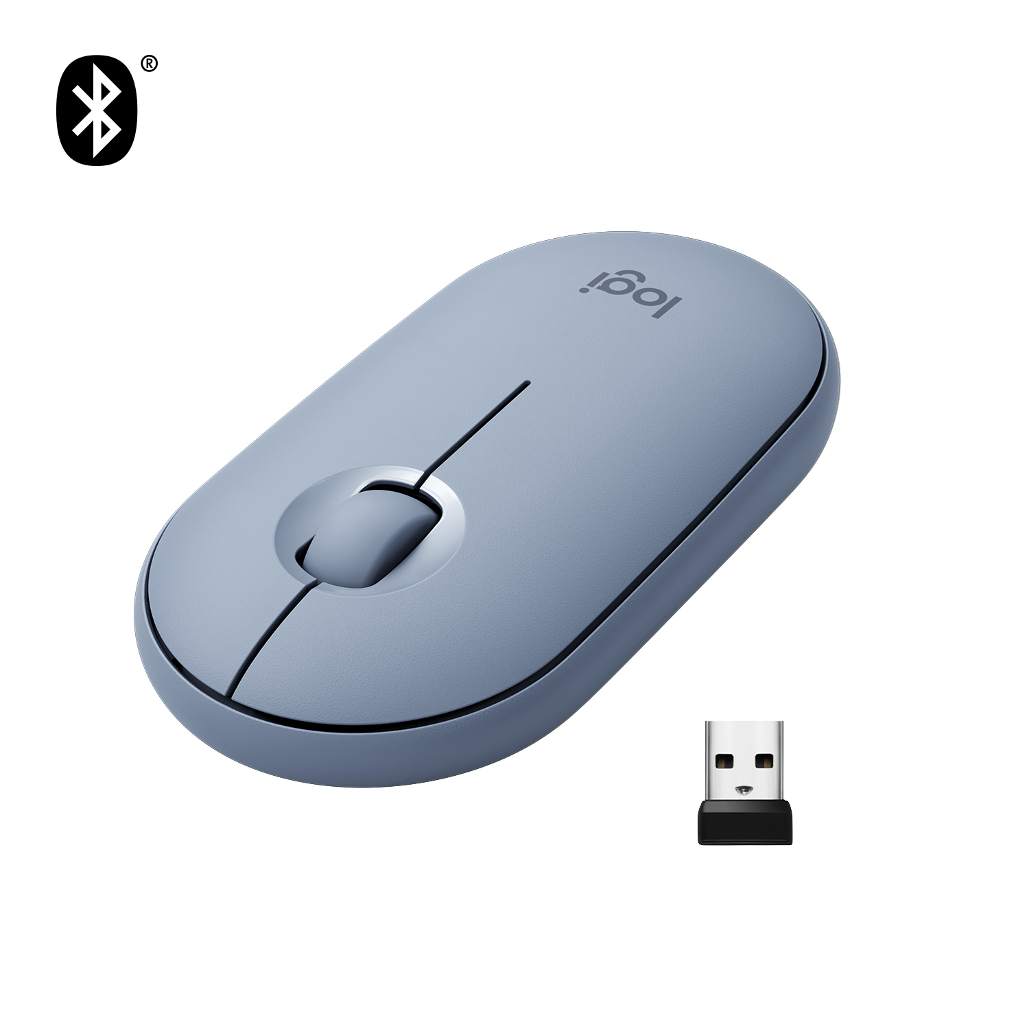 Мышь Logitech Pebble M350, Bluetooth/USB, голубой