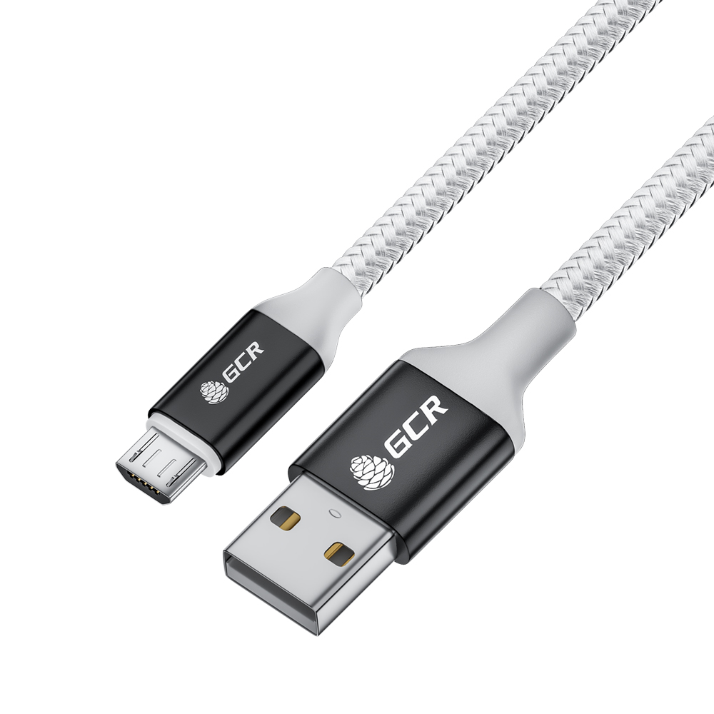 

Кабель USB 2.0(Am)-Micro USB 2.0(Bm), экранированный, быстрая зарядка, 3A 50см, белый/черный Greenconnect (GCR-53578)