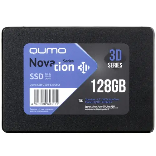 

Твердотельный накопитель (SSD) Qumo 128Gb Novation 3D TLC, 2.5", SATA3 (Q3DT-128GSCY)