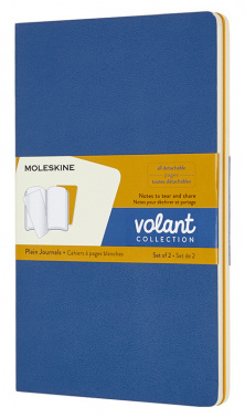 

Блокнот Moleskine VOLANT Large, 130х210мм, без линовки, 96 листов, синий/желтый (1095909) (2шт.), Large