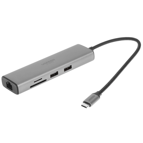 Док-станция UGREEN CM512, 2xUSB 3.0, HDMI, RJ45, SD/TF, серый (20954)