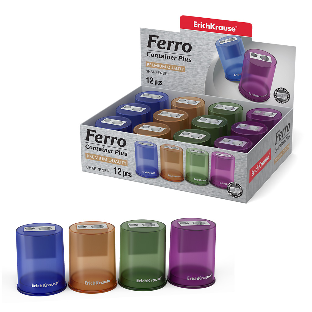 

Точилка для карандашей Erich Krause Ferro Container Plus, контейнер для стружки, 1 отверстие (9519), Ferro Container Plus