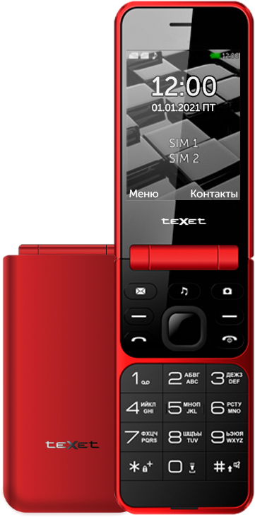 Мобильный телефон teXet TM-405, 2.8" 320x240 TN, 32Mb, BT, 1xCam, 2-Sim, 1350mAh, micro-USB, красный б/у, после ремонта, минимальные следы эксплуатации, комплект полный