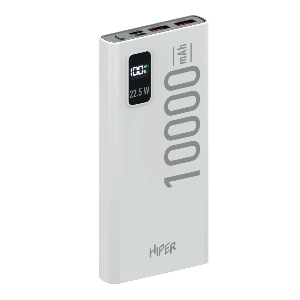 

Портативный аккумулятор (Powerbank) HIPER EP 10000, 10000 мА·ч, 3xUSB, 5А, Type-C, QC, белый (EP 10000 WHITE), EP 10000