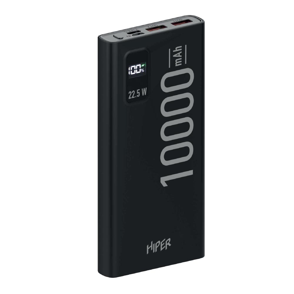 Портативный аккумулятор (Powerbank) HIPER EP 10000, 10 А·ч, 3xUSB, 5А, Type-C, QC, черный (EP 10000 BLACK)