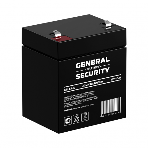 

Аккумуляторная батарея для ИБП General Security GSL 4.5-12, 12V, 4.5Ah (GSL4.5-12), Черный, 4.5-12