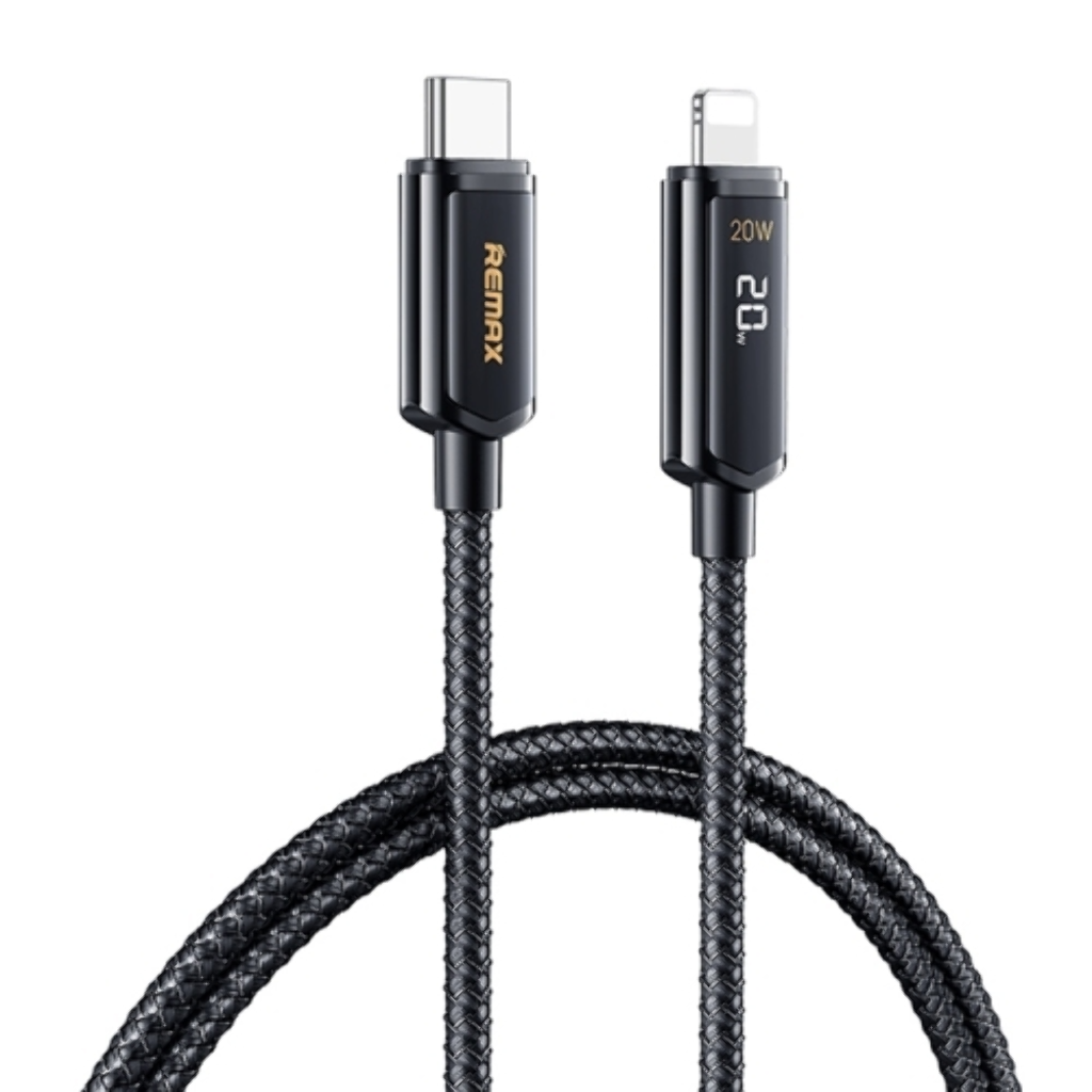 

Кабель USB 3.0 Type-C(m)-Lightning 8-pin(m), экранированный, быстрая зарядка, 5A 1.2м, черный Remax RC-128i (6954851223214), RC-128i