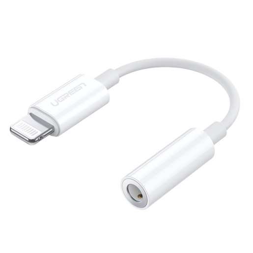 

Кабель-переходник (адаптер) Lightning 8-pin(M)-Jack 3.5mm(F), MFi, экранированный, 12 см, белый, UGREEN US212 (30759), US212