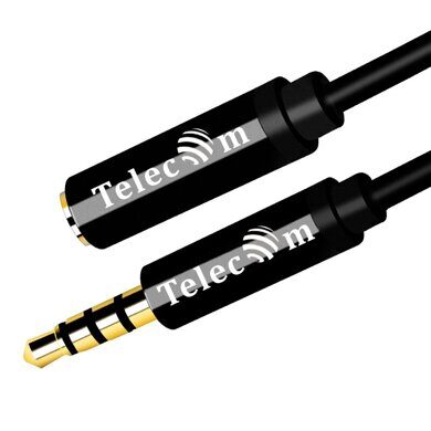 

Кабель-удлинитель Jack 3.5mm(4pin) (M)-Jack 3.5mm(4pin) (F), экранированный, 50см, черный Telecom (TAV7179M-0.5M)