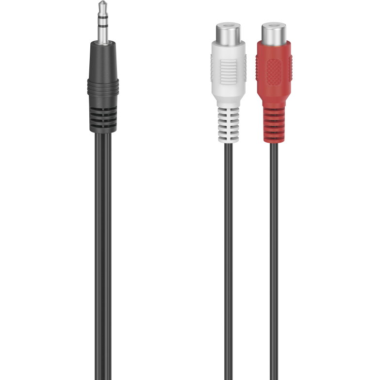 

Кабель-переходник (адаптер) Jack 3.5mm(M)-2xRCA(F), 10см, черный Hama H-205185 (00205185), H-205185