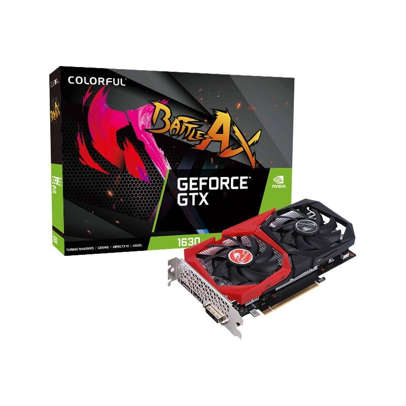 Видеокарта Colorful NVIDIA GeForce GTX 1630 NB 4GD6-V , 4Gb DDR6, 64bit, PCI-E, DVI, HDMI, DP, Retail (GTX 1630 NB 4GD6-V)