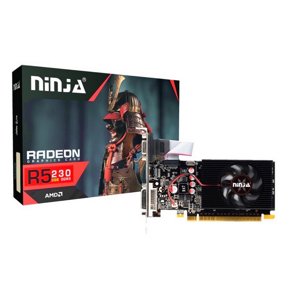 Видеокарта Ninja AMD Radeon R5 230 120SP, 1Gb DDR3, 64bit, PCI-E, VGA, DVI, HDMI, Retail (AKR523013F)