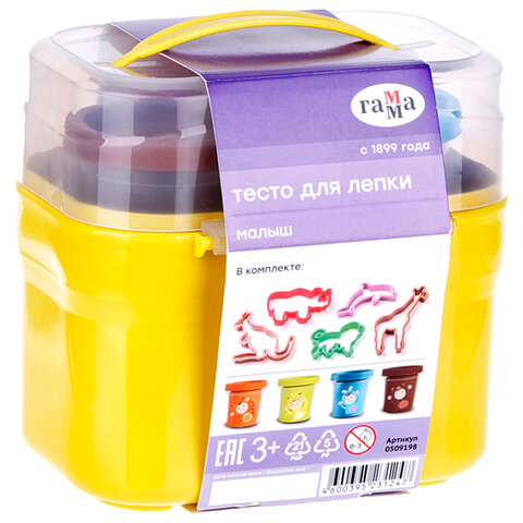 

Пластилин ГАММА "Малыш. Зоопарк", 4 цвета, 240 г, 5 формочек, 509198, 4 цвета, 240 г (106332), "Малыш. Зоопарк", 4 цвета, 240 г, 5 формочек, 509198