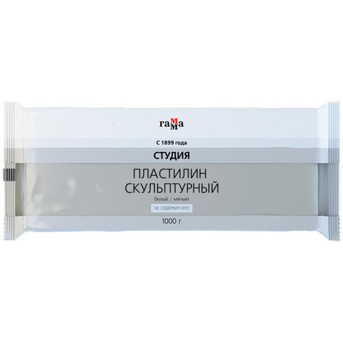 

Пластилин скульптурный ГАММА "Студия", белый, мягкий, 1 цвет, 1 кг (105383), "Студия", белый, мягкий
