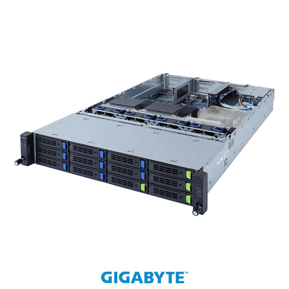 

Серверная платформа Gigabyte R262-ZA2, 1xSocket SP3, 16xDDR4, 12x3.5 HDD HS + 2x2.5 HS, 1xM.2-PCI-E, 2x1 Гбит/c, IPMI, Redundant 2x1600 Вт, 2U (R262-ZA2), R262-ZA2