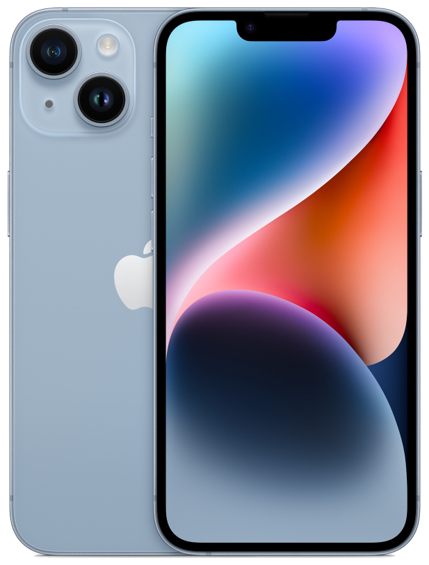 

Смартфон Apple IPhone 14, 6.1" 2532x1170 OLED, Apple A15 Bionic, 128Gb, 3G/4G/5G, NFC, Wi-Fi, BT, 2xCam, 2-Sim (nano SIM+eSIM), Lightning, iOS 16, синий (MPVN3ZD/A), IPhone 14