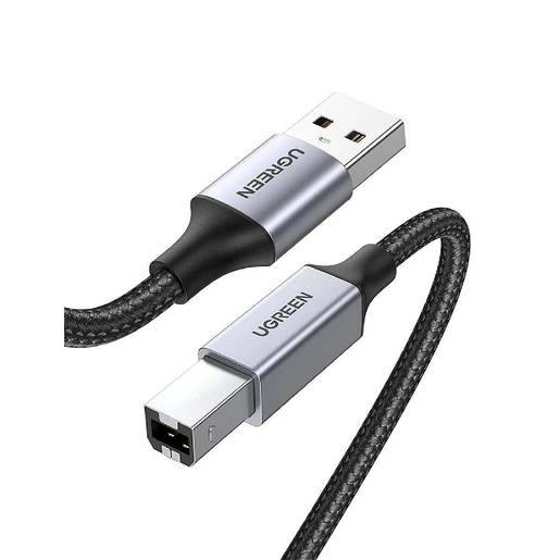 

Кабель USB(Am)-USB(Bm), экранированный, 2 м, серый/черный, UGREEN US369 (80803), US369