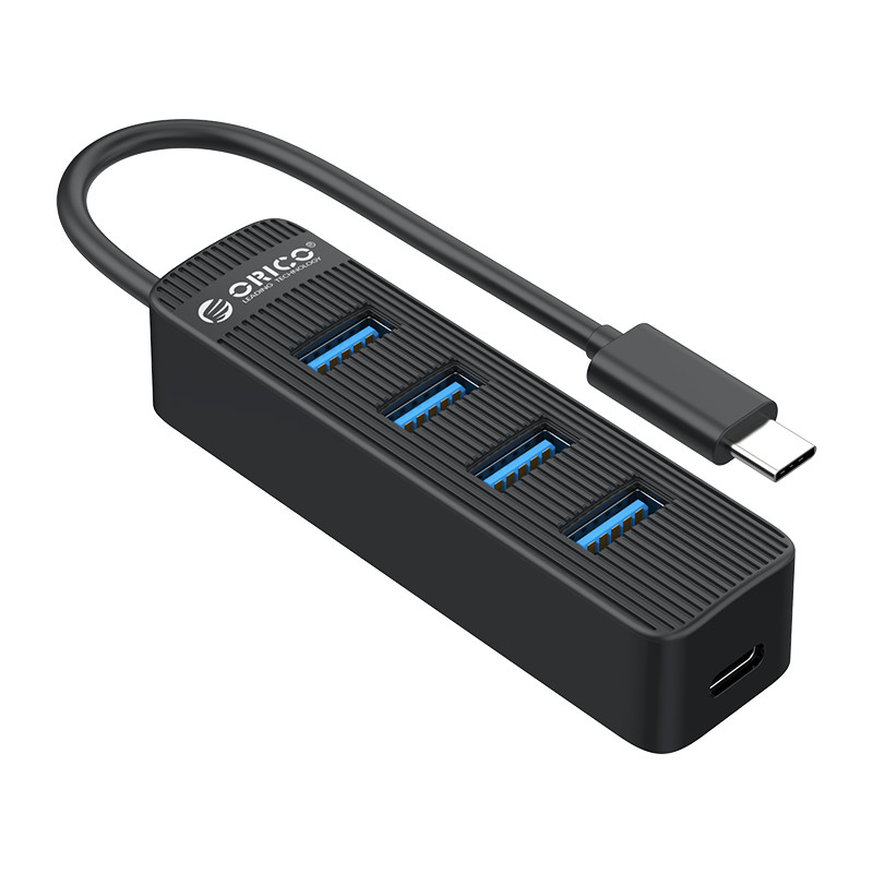 Концентратор Orico TWC3-4A, 4xUSB 3.0, 1 (для питания)xUSB-C, черный (TWC3-4A-BK-EP)