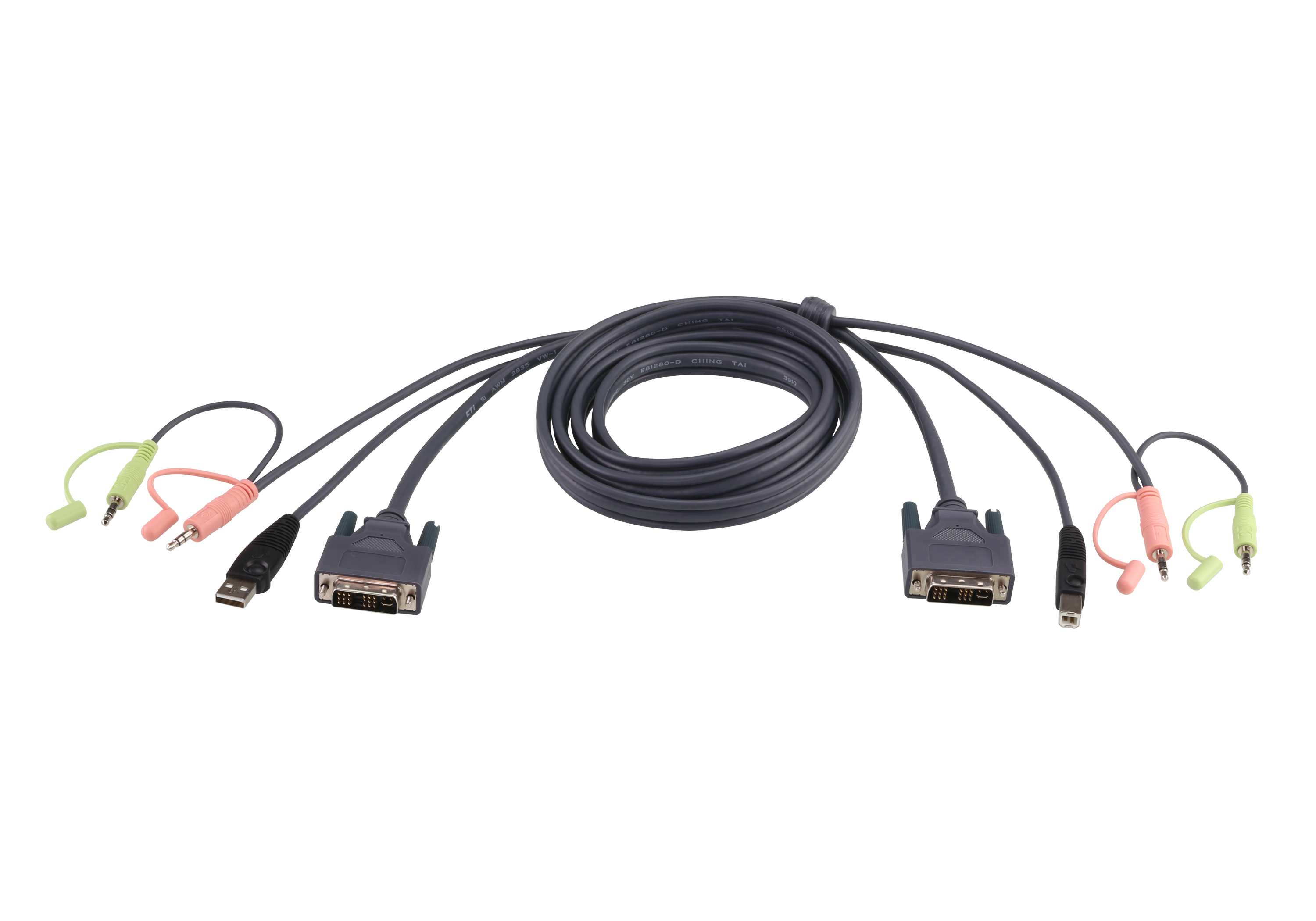 

Кабель KVM (КВМ) ATEN, DVI-D, 2xJack 3.5mm, USB (AM), 1.8м (2L-7D02UD)