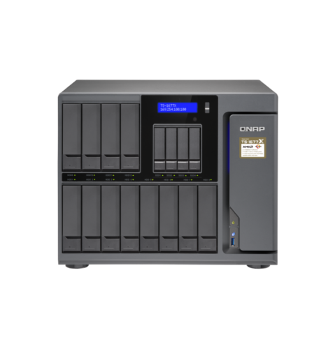 

Сетевой накопитель (NAS) QNAP TS-1677X-1700-64G, слоты 16x2.5"/3.5" SATA3, 4x1 Гбит/с + 2x10 Гбит/с, 8xUSB 3.X, AMD Ryzen 7 1700/8x3GHz, DDR4 64Gb, 550W, (TS-1677X-1700-64G), TS-1677X-1700-64G