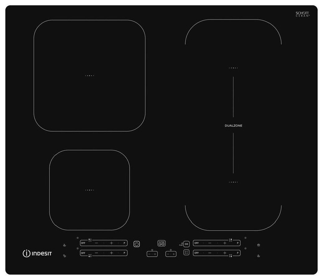 

Индукционная варочная панель INDESIT IB 65B60 NE 4 конфорки, черный (869991583110), Черная, IB 65B60 NE