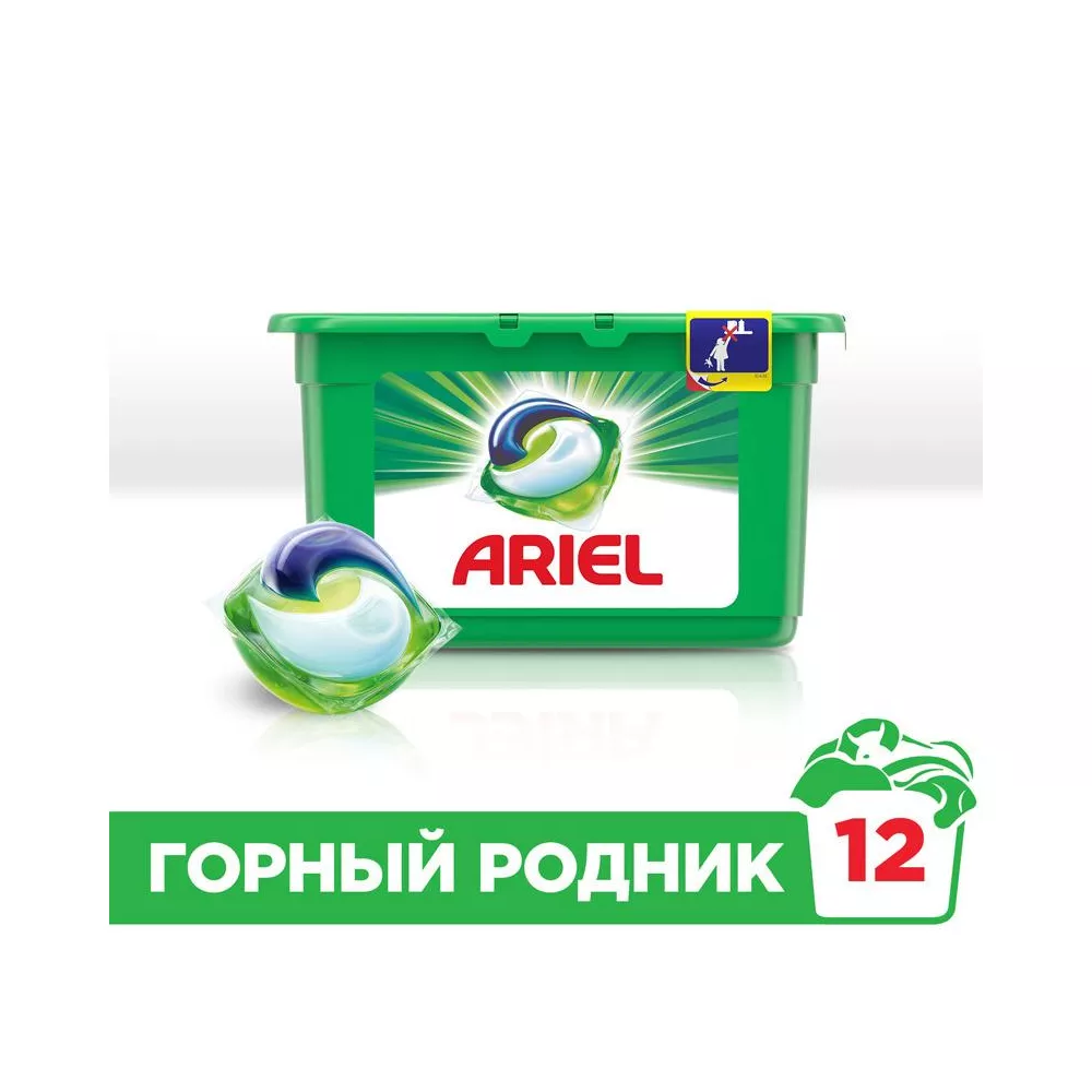 

Стиральный порошок Ariel Горный родник 81578057 для белого и цветного белья, 12шт, 350г, 81578057
