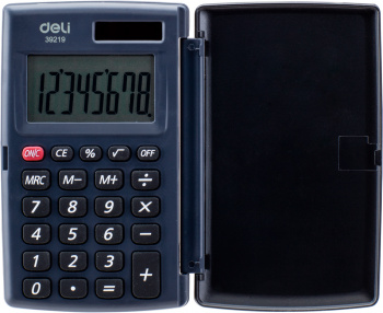 Калькулятор карманный DELI E39219, 8-разрядный, однострочный экран, серый (492149)