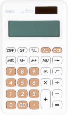 Калькулятор карманный DELI EM120WHITE, 12-разрядный, однострочный экран, белый (1740394)