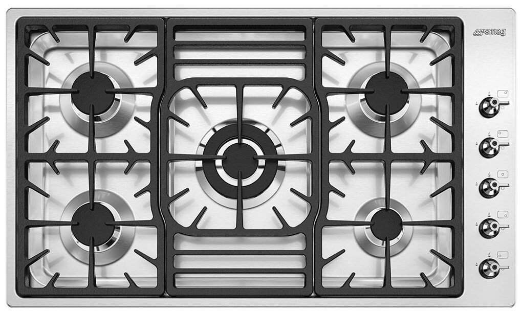 

Газовая варочная панель SMEG PGF95-4 5 конфорок, серебристый (PGF95-4), PGF95-4